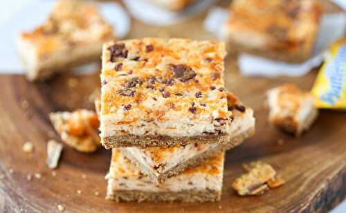 Butterfinger Cookie Dough Cheesecake Bars
