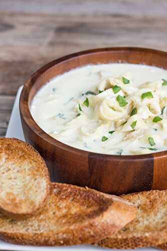 Creamy Spinach And Artichoke Soup With Cheese Tortellini