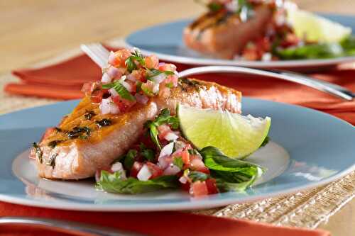 Pan-Grilled Salmon with Red Pepper Salsa