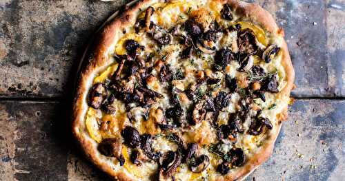 Shiitake and Chanterelle Pizza with Goat Cheese