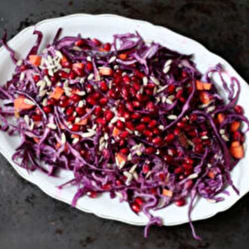 Cabbage Salad with a Mandarine, Ginger and Tahini Dressing