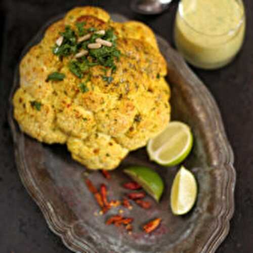 Spicy Whole Roasted Cauliflower with Coconut