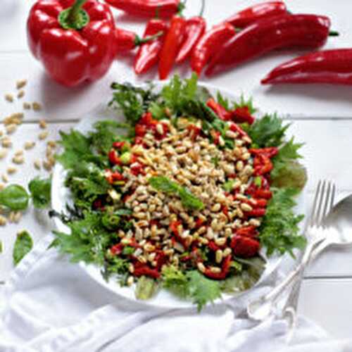 Roasted Pepper Salad with Vegan Feta Cheese