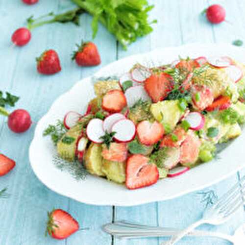 Potato and Strawberry Salad with Avocado Dressing