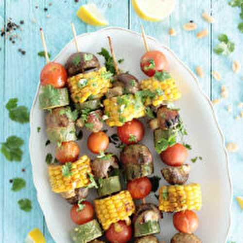 Peanut & Cilantro Grilled Veggie Skewers