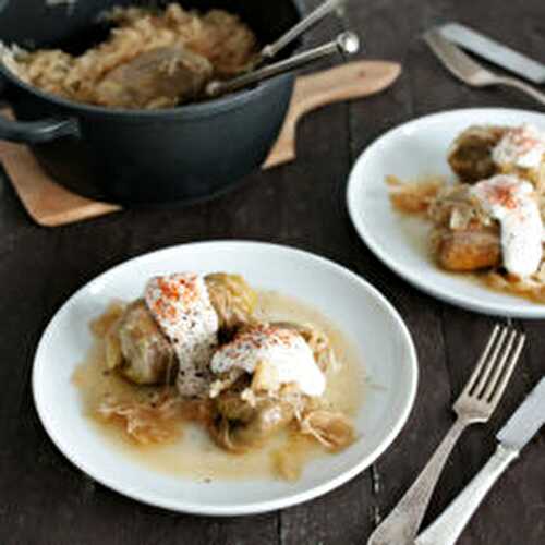 Hungarian Stuffed Cabbage Rolls with Mushroom and Tempeh