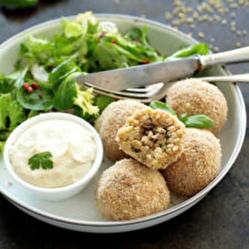 Olive and Caper Stuffed Millet Balls