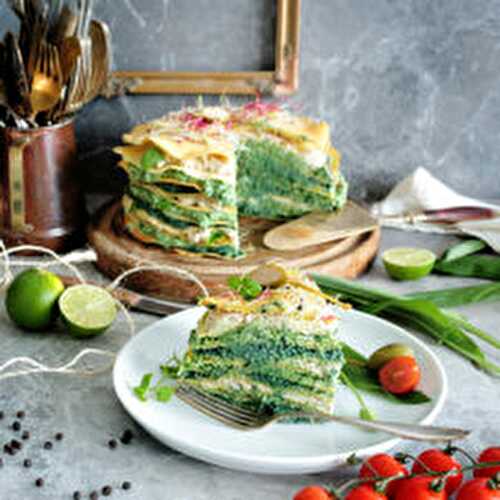 Savoury Chickpea Crepe Cake