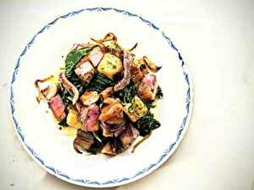 Lamb Chops with Spinach and Croutons
