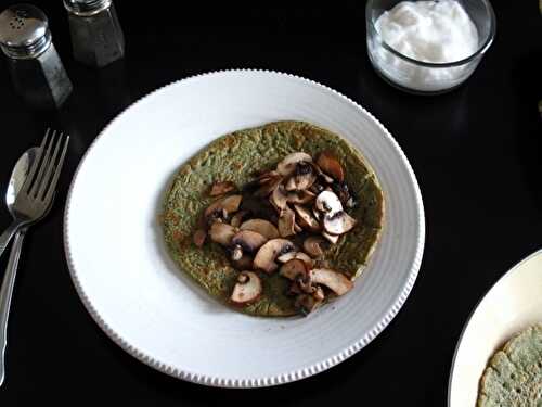 Savory Spinach Crepes with Sautéed Mushrooms