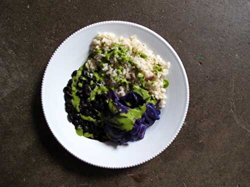 Simple Black Bean and Rice Bowls with Cilantro Green Sauce