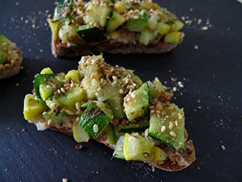 Zucchini Toasts, Cashew Ricotta + Dukkah