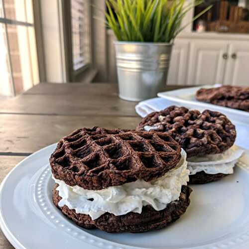 Low Carb Cookies and Cream Chocolate Waffle Sandwich