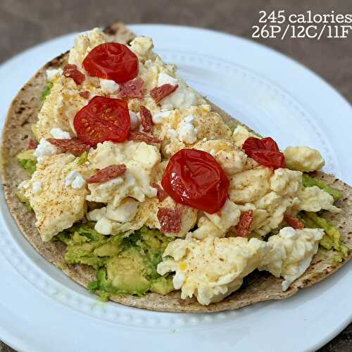 Scrambled Egg Pizza on Low calorie crust