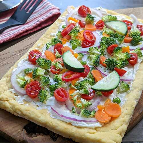Cold Cream Cheese and Ranch Veggie Pizza
