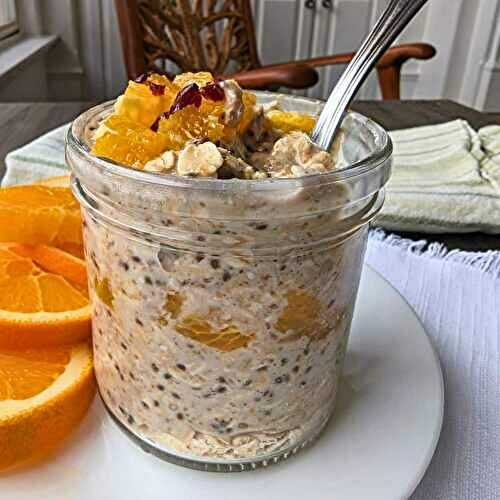 Orange Cranberry Protein Overnight Oats with Chia Seeds