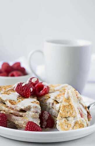 Raspberry Almond Pancakes with Lemon Coconut Sauce (Gluten-Free, Vegan) - Healthier Steps