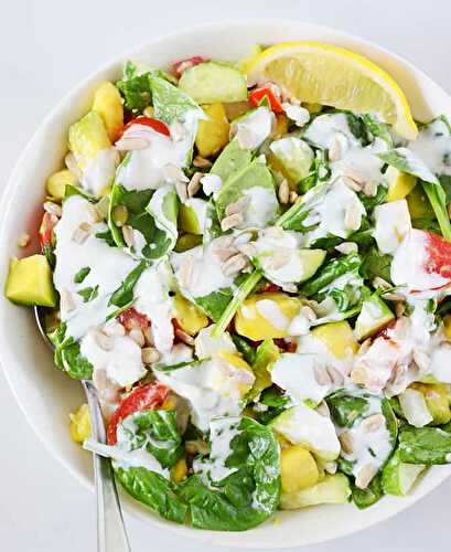 Spinach Salad with Creamy Sunflower Seed Dressing ( Vegan, Gluten-Free, Raw) - Healthier Steps