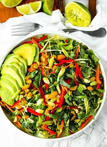 Thai Kale Salad with Creamy Peanut Sauce - Healthier Steps