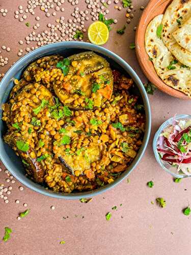 Aubergine and Lentil curry