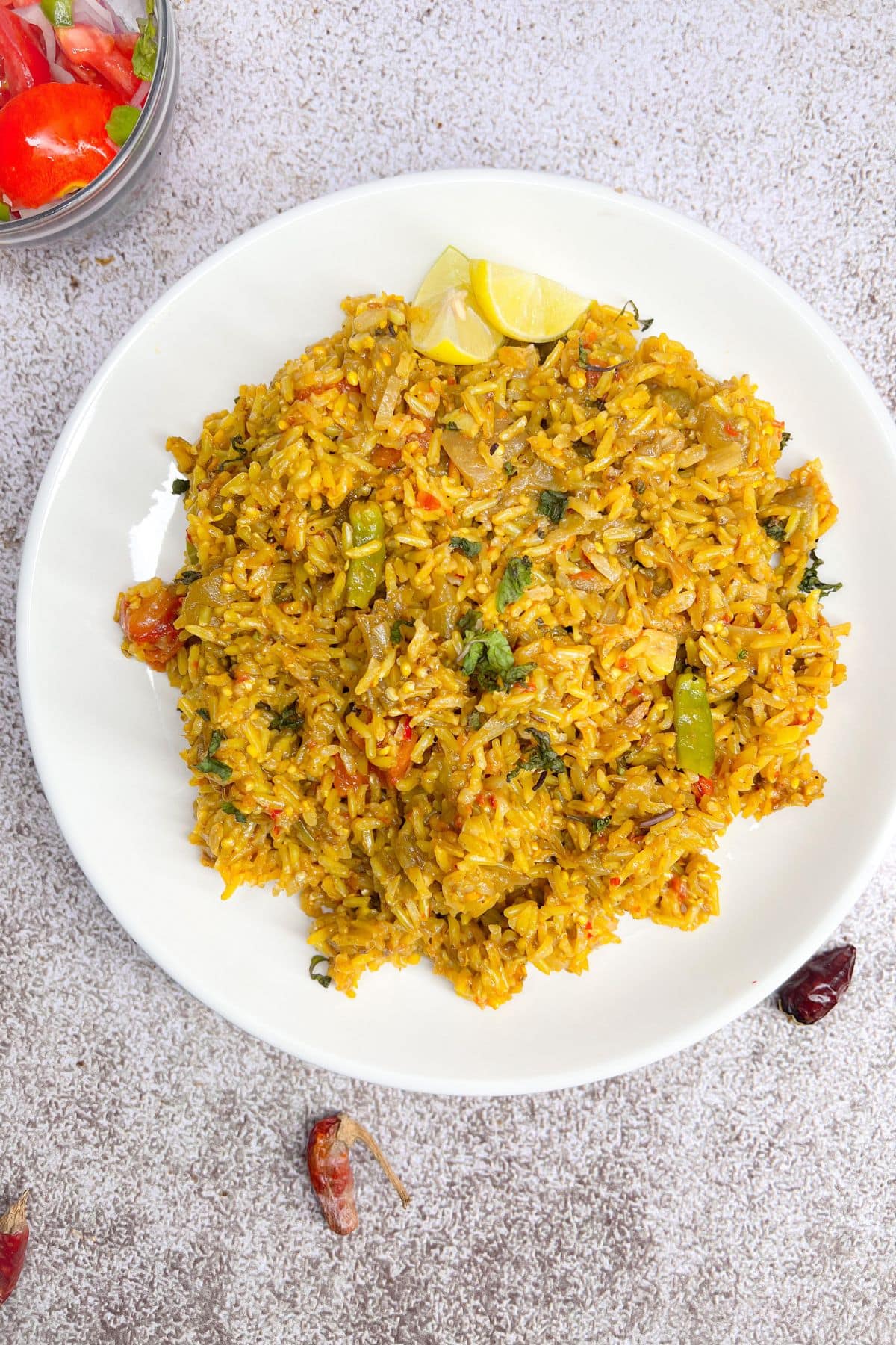Eggplant and Tomato Brown Rice Pulao
