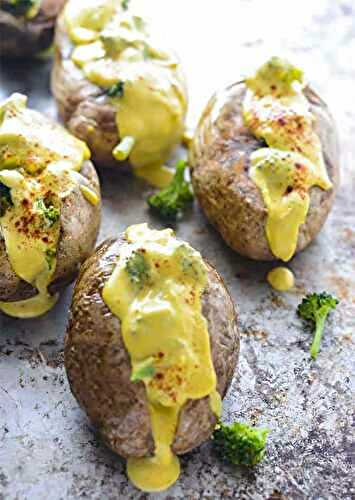 Vegan Broccoli Cheese Baked Potatoes