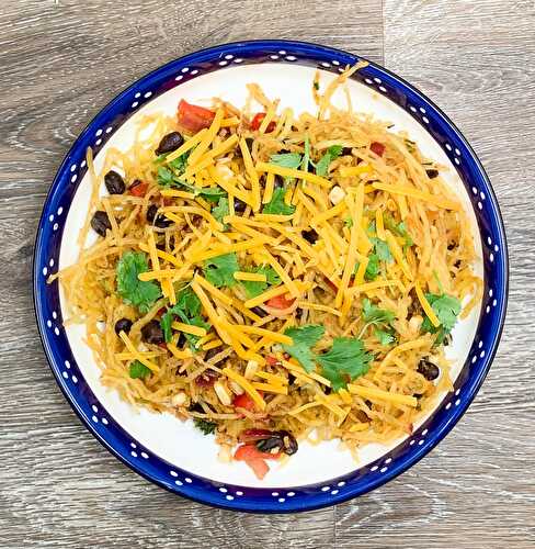 Spaghetti Squash with Peppers and Beans