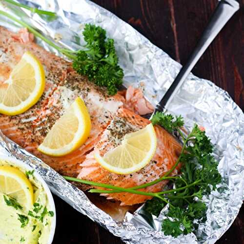 Baked Garlic Dill Salmon with Lemon Herb Butter