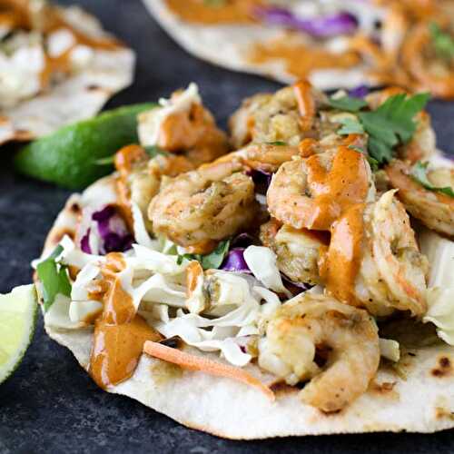 Stupid Easy Shrimp Tacos with Creamy Chipotle Sauce