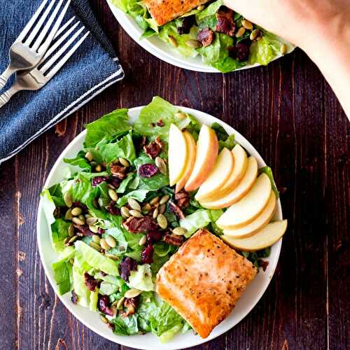 Healthy Fall Salad with Bacon Seared Salmon