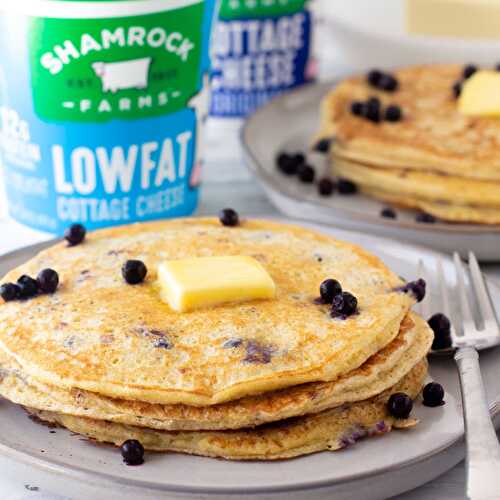 Blueberry Oatmeal Cottage Cheese Pancakes