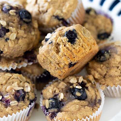 Healthy Blueberry Muffins with Oatmeal