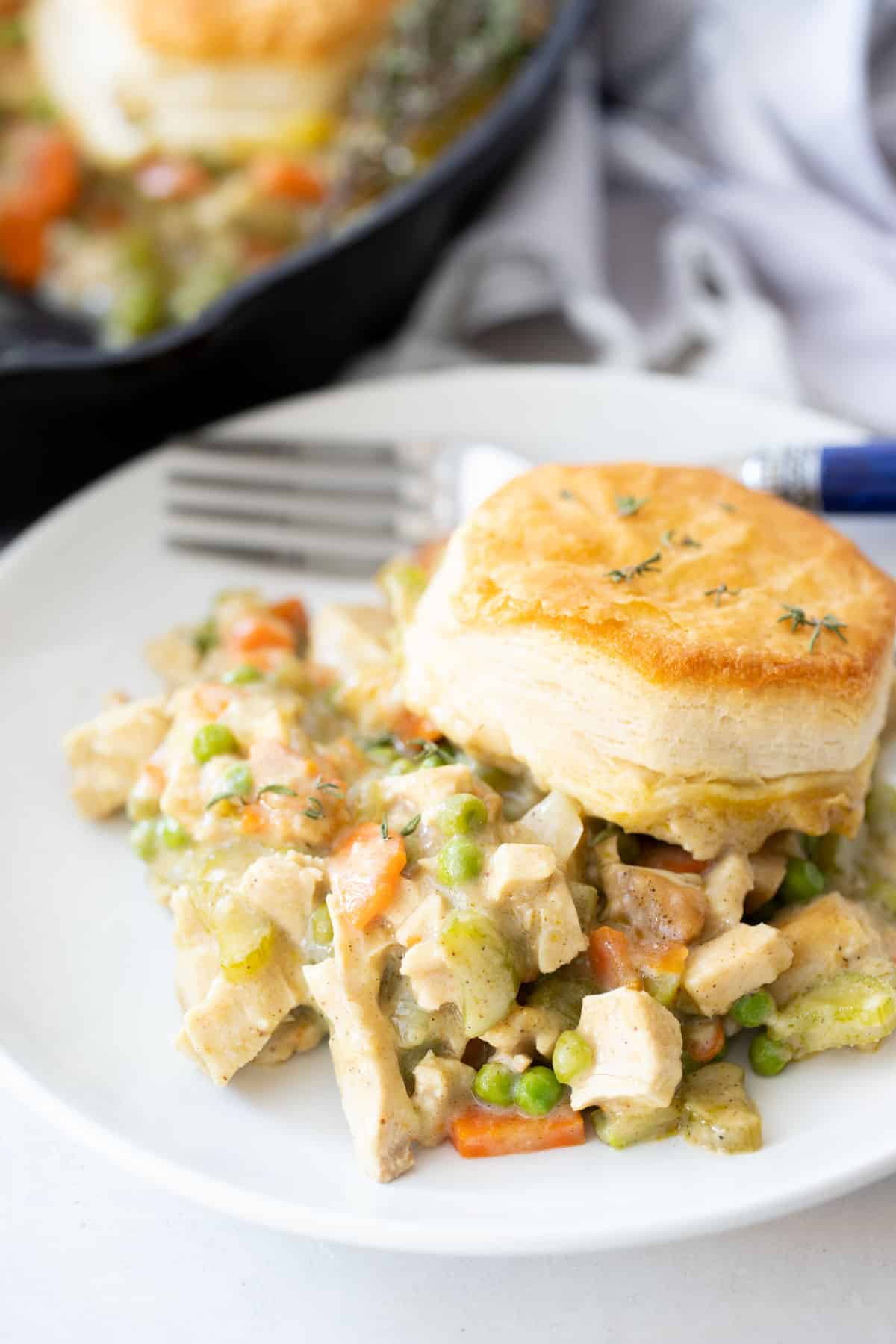 Skillet Chicken Pot Pie with Biscuits