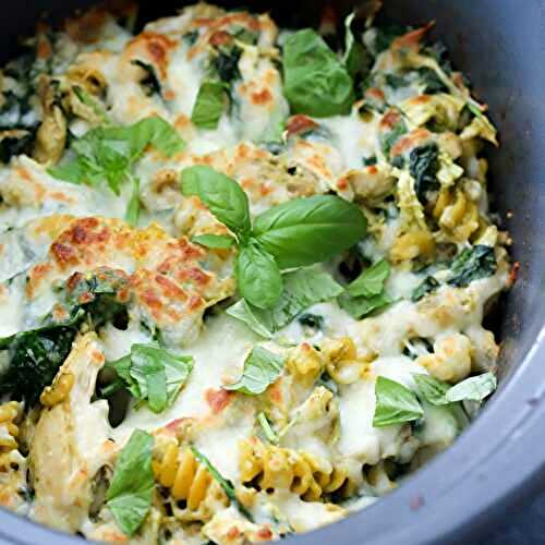 Slow Cooker Pesto Chicken Pasta