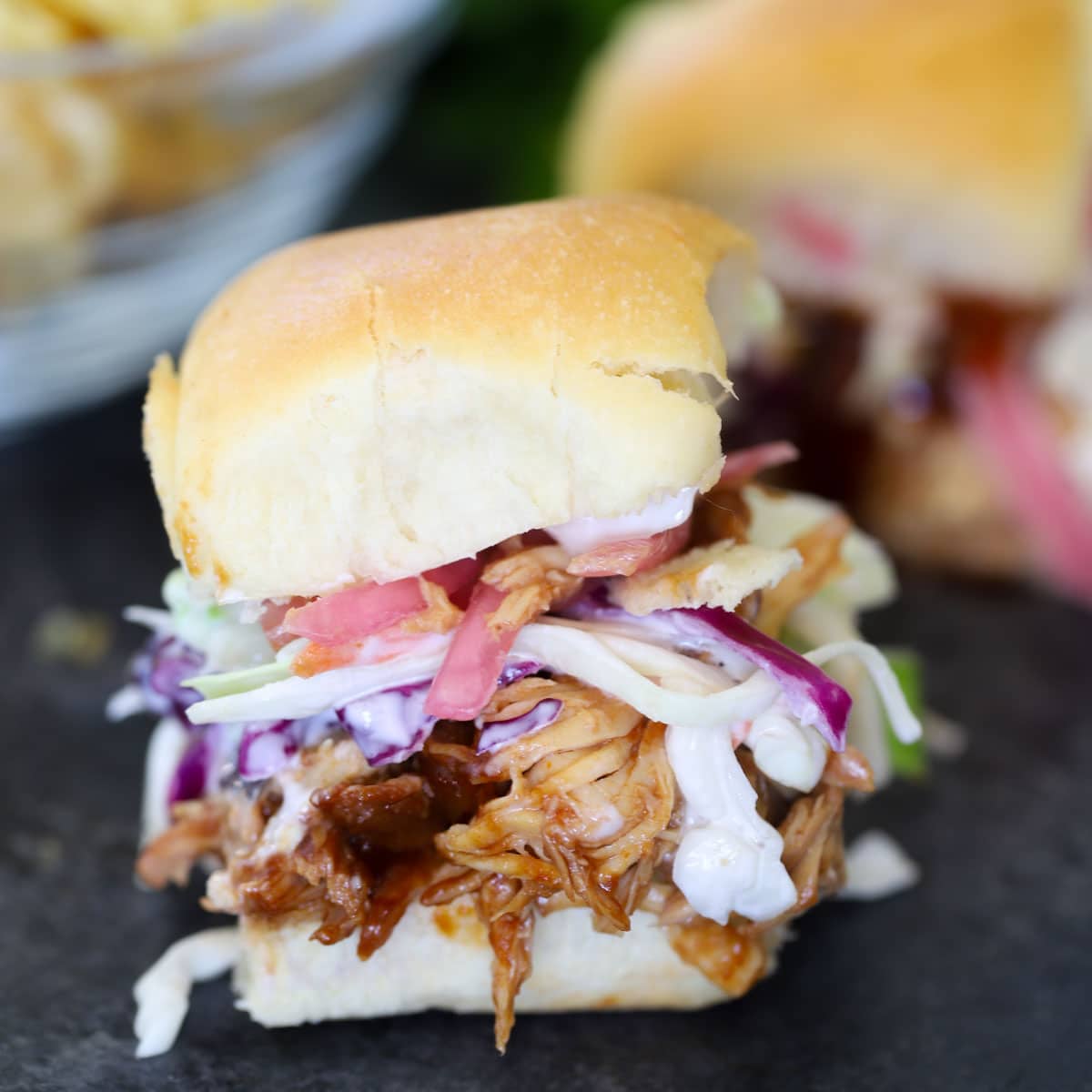 Slow Cooker BBQ Chicken Sliders