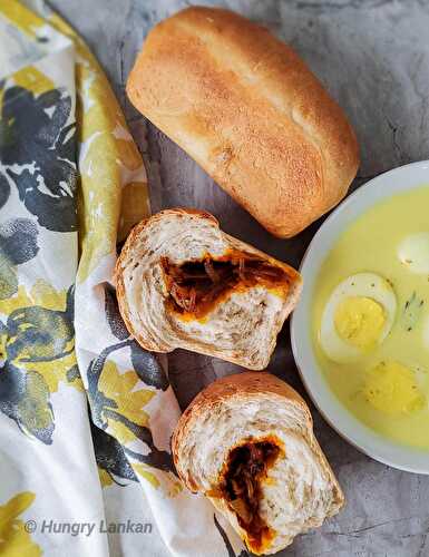 Bread with Seeni Sambol filling (සීනි සම්බෝල පාන්)