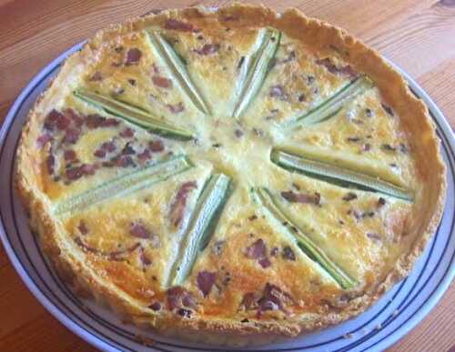 Courgette, cheese and bacon quiche with hyssop pastry