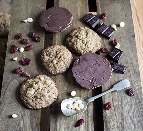 Double chocolate, pecan, pistachio and cranberry biscuits