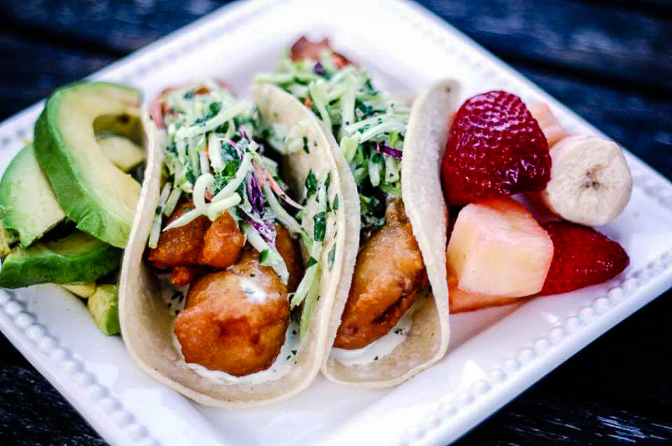 Baja-Style Beer Battered Fish Tacos with Creamy Cilantro Lime Sauce