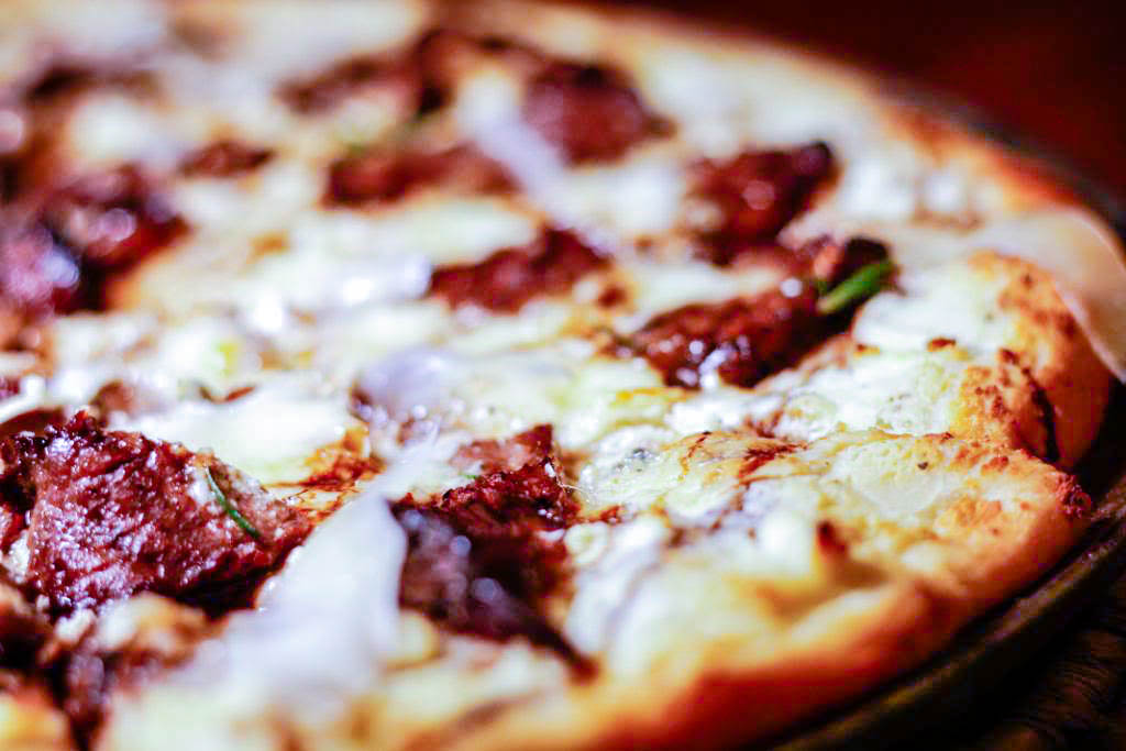 Grilled Pizza with Steak, Blue Cheese and Balsamic Glaze