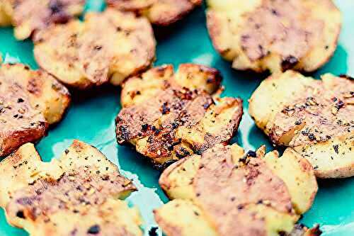 Grilled Smashed Potatoes with Garlic & Rosemary