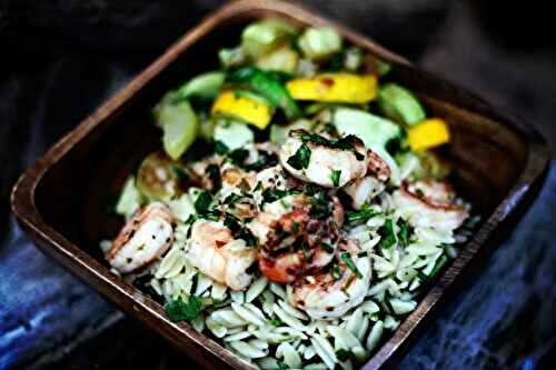 Lemony Grilled Shrimp Scampi with Orzo Pasta
