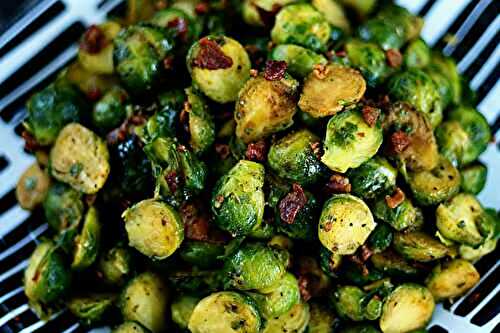 Sauteed Brussels Sprouts with Crisp Bacon