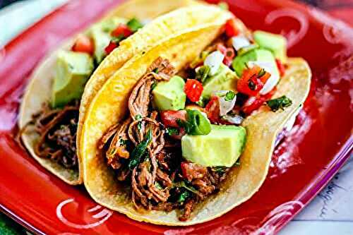 Shredded Beef Tacos with Avocado and Lime