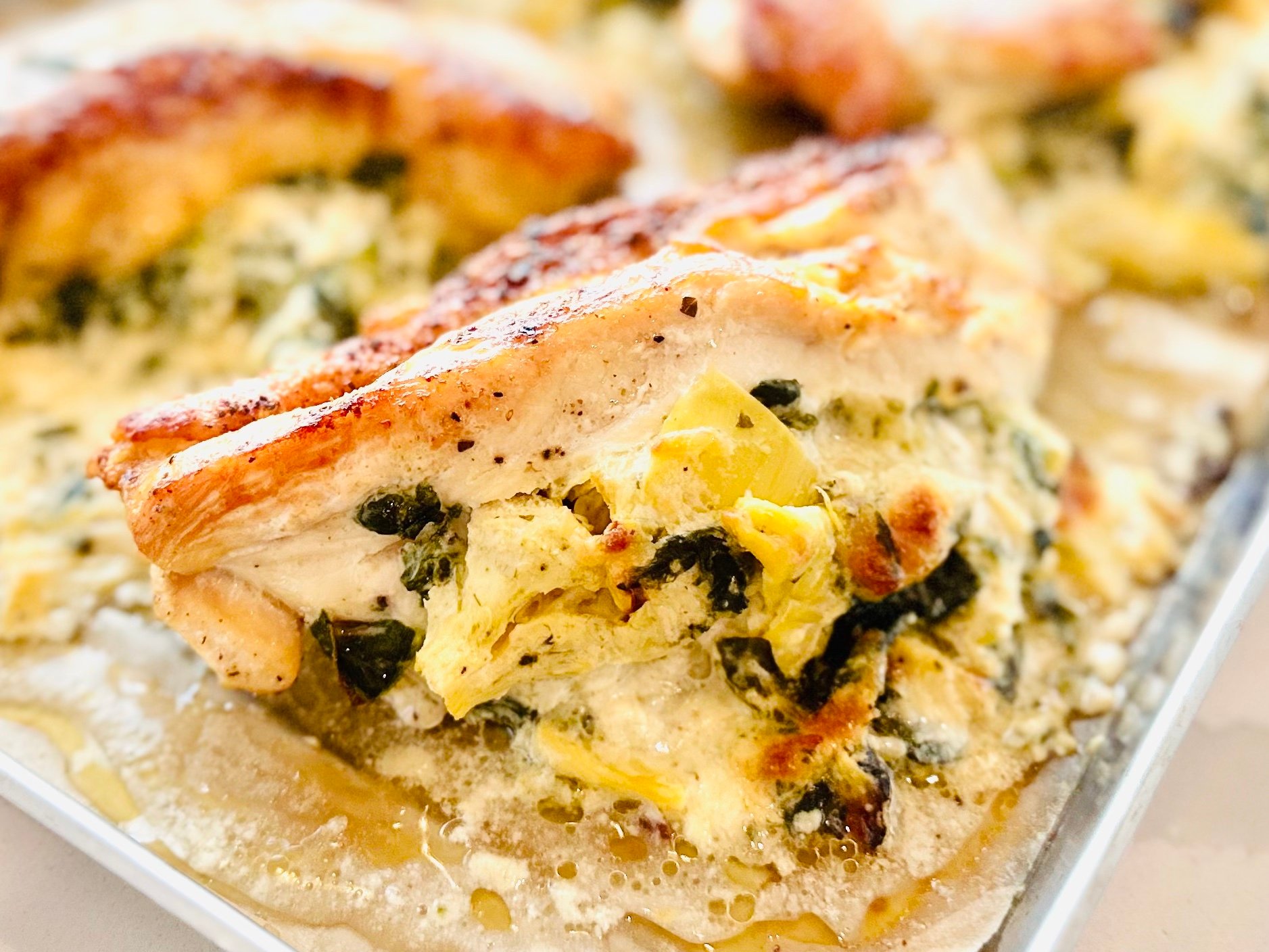 Creamy Spinach Artichoke Stuffed Chicken Breasts