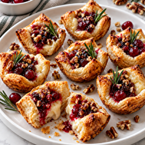 Cranberry Brie Bites with Puff Pastry