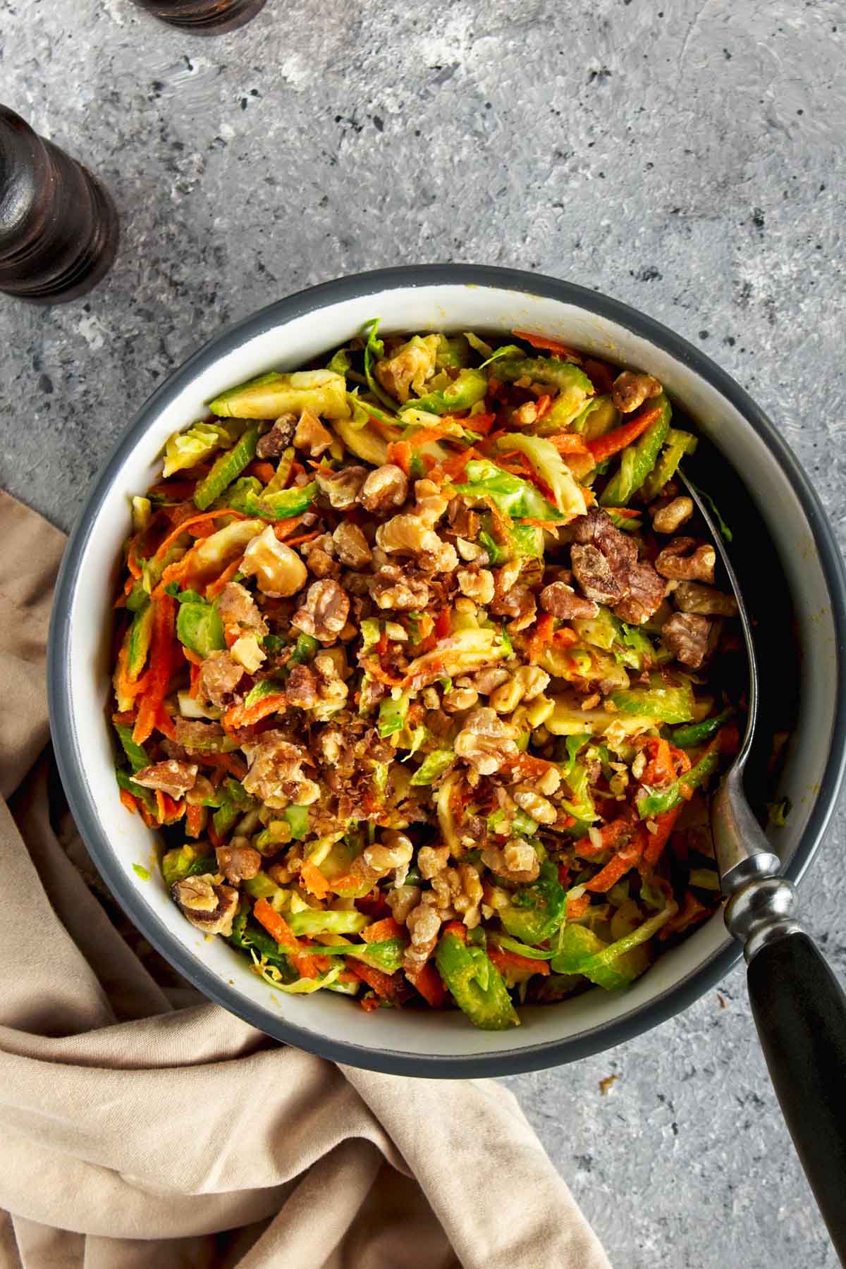 Shredded Brussels Sprout Salad with Apple and Walnuts