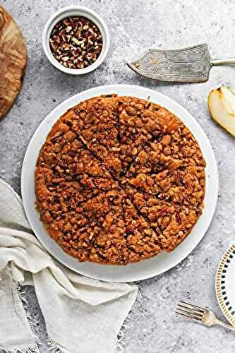 Vegan Pear Coffee Cake with Streusel Topping