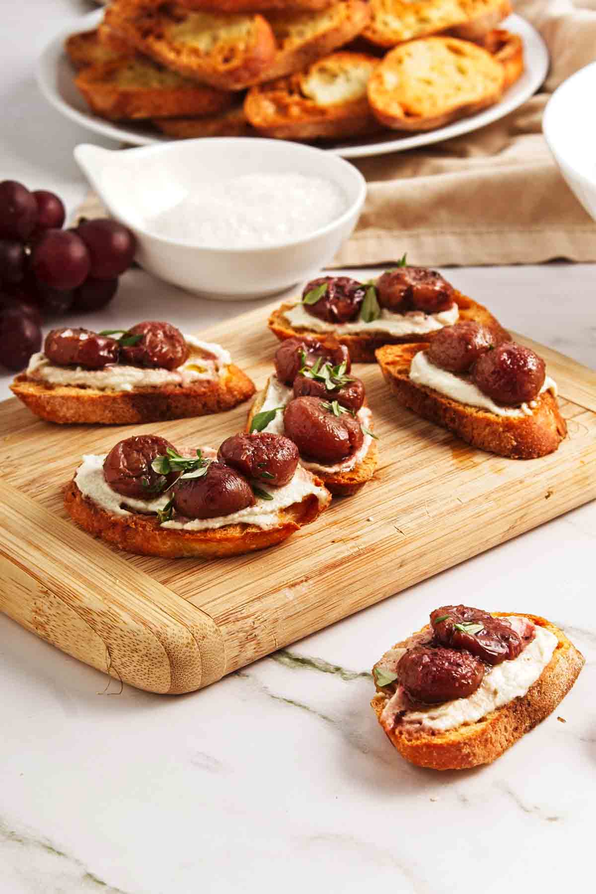 Roasted Grape Crostini with Cashew Cream