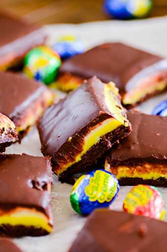 Cadbury Cream Egg Brownies with Chocolate Ganache - Keat's Eats